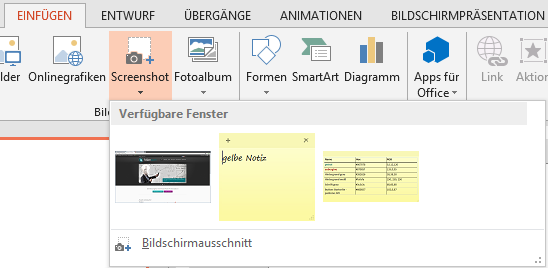 Screenshot in PowerPoint einfügen